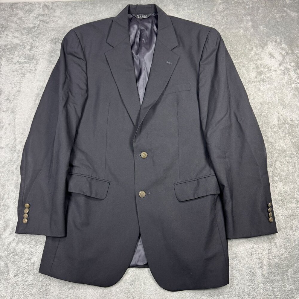 Jos A Bank 100% Wool Blazer Mens Black Suit Jacket Business Professional Party